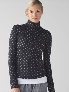 Lululemon Define Jacket Ghost Dot Black Slate | Size 8 | Thumbholes Full Zip